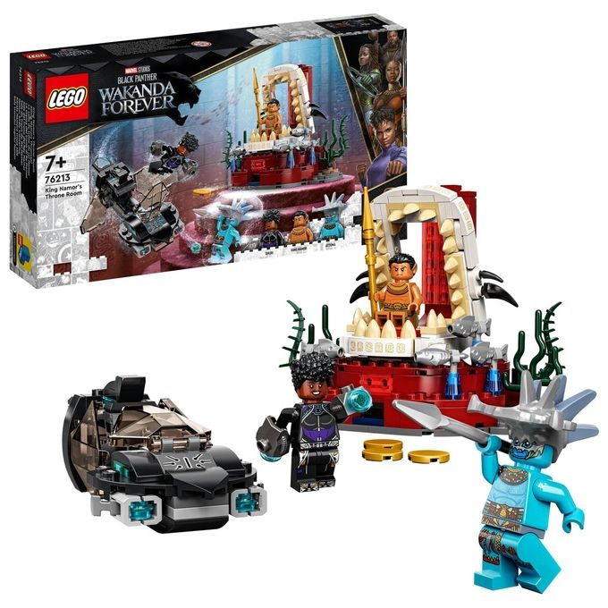 Lego 76213 Marvel La stanza del trono di Re Namor Set da costruzione Black Panther Wakanda Forever 3 Minifigure Shuri Attuma Re Namor