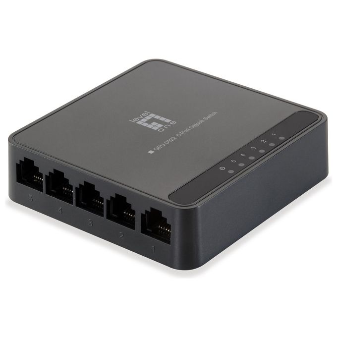 LevelOne GEU-0522 Switch di Rete 5 Porte Gigabit Ethernet (10-100-1000) Nero