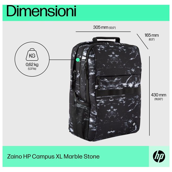 HP Campus XL Zaino Porta Computer 16.1'' Stone Marble