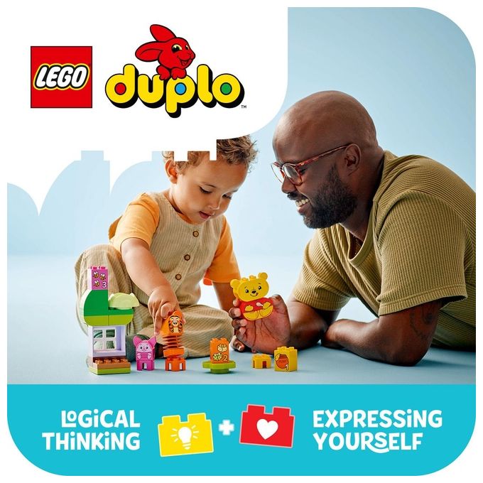 LEGO DUPLO - Disney Festa di Compleanno di Winnie the Pooh - Giocattolo Educativo con Personaggi con Doppio Volto e Casa sull'Albero Giochi Didattici per Bambini e Bambine da 18 Mesi in su - 10457