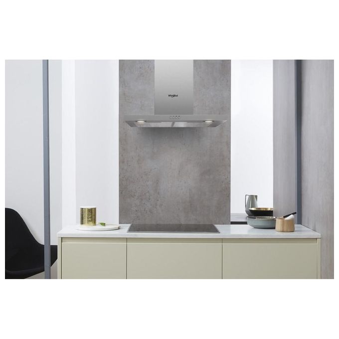 Whirlpool AKR 558-3 IX Cappa Aspirante a Parete Classe Energetica D 3 Valocita' Illuminazione LED 59,8 Cm Acciaio Inox