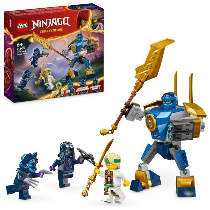 LEGO NINJAGO 71805 Pack Mech da Battaglia di Jay, Giochi per Bambini 6+, Action Figure Giocattolo da Costruire e 4 Minifigure