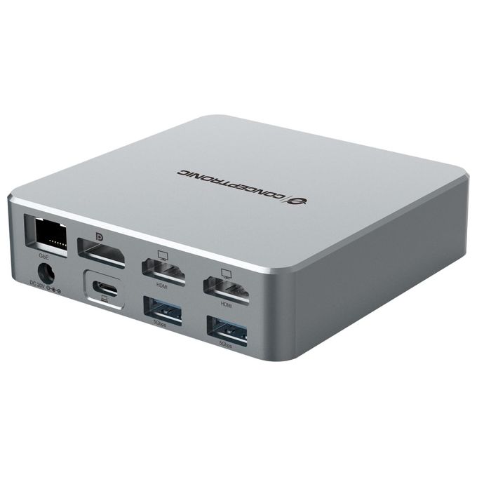 Conceptronic DONN25G Replicatore di Porte e Docking Station per Laptop Cablato Usb 3.2 Gen 2 (3.1 Gen 2) Type-c Argento