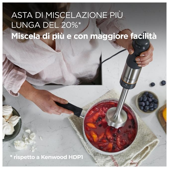 Kenwood Triblade XL+ HBM60307GY, Mixer a Immersione, 1000W, con Accessori, Grigio