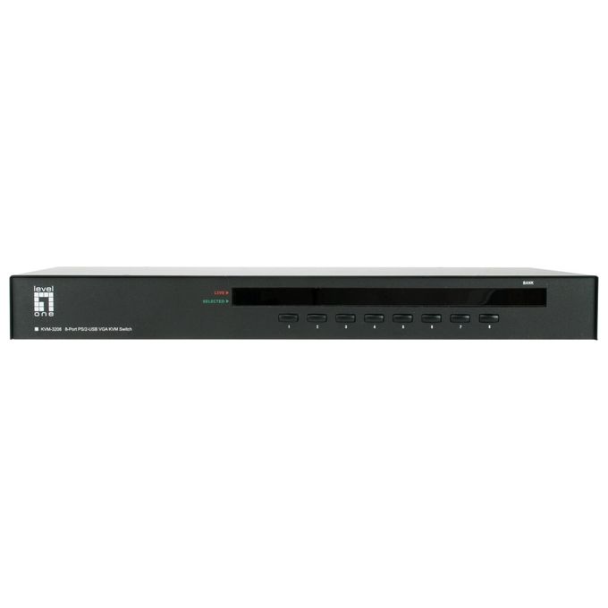 LevelOne KVM-3208 Switch per Keyboard-Video-Mouse Montaggio Rack Nero