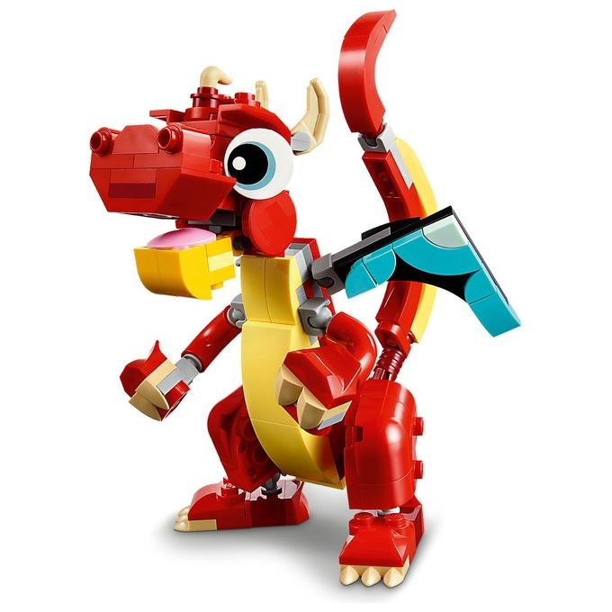 LEGO Creator 31145 3in1 Drago Rosso, Giochi per Bambini di 6+ Anni, Action Figure Ricostruibile in Pesce e Fenice Giocattolo