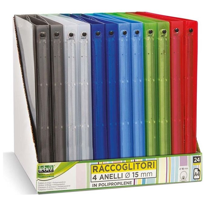 Lebez Raccoglitore Trasparente 4 Anelli Diametro 15mm
