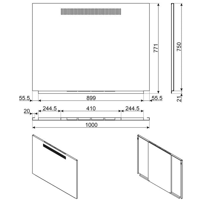 Smeg KIT1A2PY-81 Schienale per Cucine Opera 100 cm Acciaio Inox