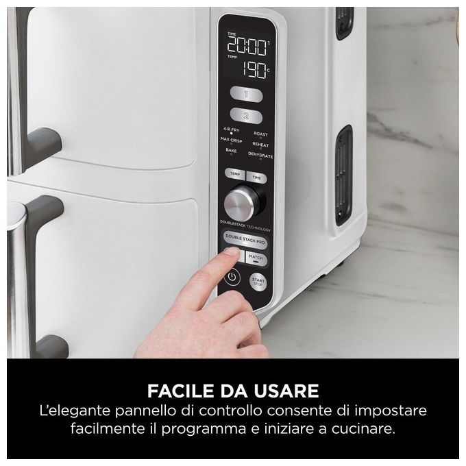 Ninja SL400EUWH Friggitrice ad aria Doublestack xl 9 5 lt - bianco