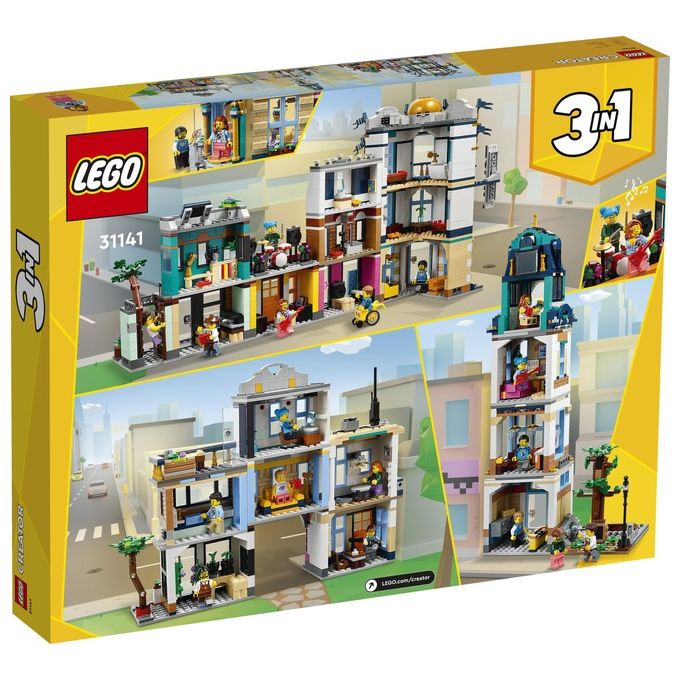 LEGO Creator 3in1 31141 Strada Principale, Grattacielo Art Déco o Strada del Mercato, Kit Modellismo per Costruzioni Creative
