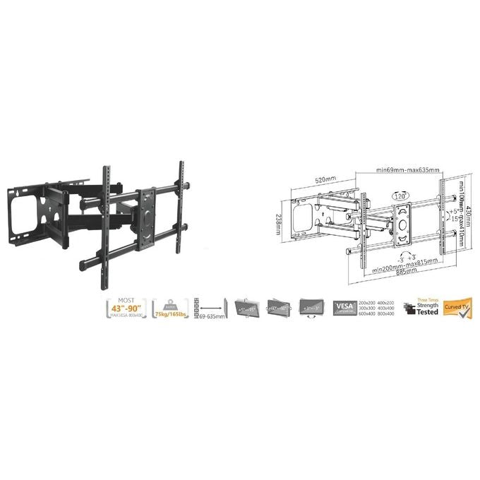Conceptronic Staffa per Tv Tilt Swivel da 37'' a 90