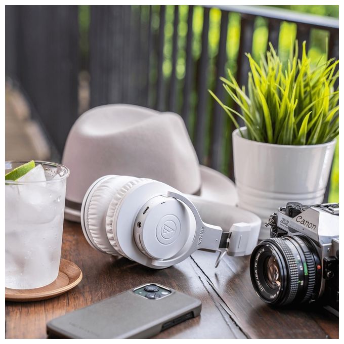 Audio-Technica ATH-M20xBT Cuffia Wireless Entry Professionale con Microfono Incorporato Bianco