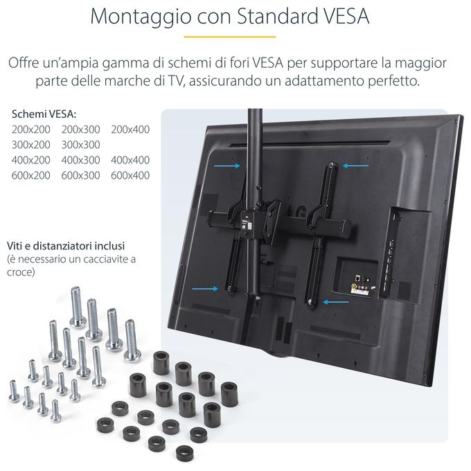 Startech Supporto da Soffitto Regolabile per Tv da 32'' a 70