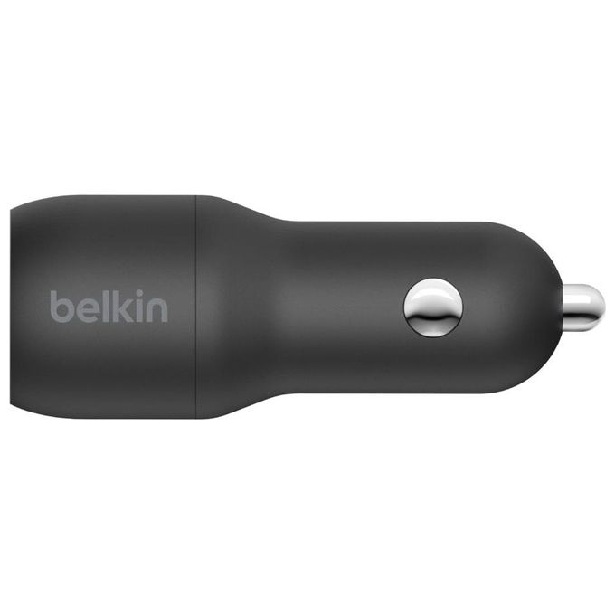 Belkin Boost Charge Doppio Caricabatteria da Auto Usb da 24W con Cavo da Usb-A a Usb-C Nero