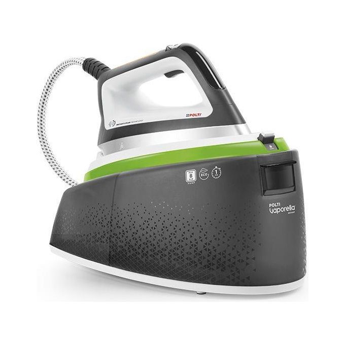 Polti Vaporella Instant VI50.20 - Ferro da stiro con caldaia, serbatoio 2 L, pressione 8 bar, potenza 2400 W, funzioni: 4 programmi + ECO + anticalcare automatico + riscaldamento rapido (1 min), piastra alluminio, colore bianco-verde