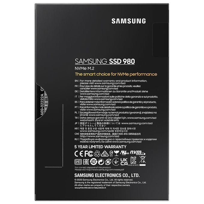Samsung MZ-V8V500BW 980 M.2 Ssd 500Gb PCI Express 3.0 V-NAND NVMe