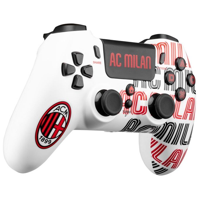 Qubick Gamepad Cop40001 Special Edition per Playstation 4 Bianco e Rosso con Design AC Milan