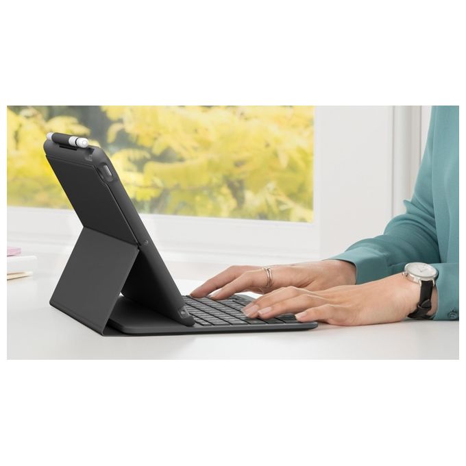 Logitech Slim Folio Custodia Tastiera Bluetooth QWERTY Spagnola Grafite per Apple 10.2'' iPad