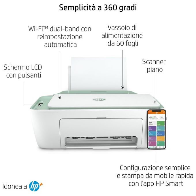 [ComeNuovo] HP DeskJet 2722e All-in-One  Stampante Multifunzione Getto Termico d'Inchiostro