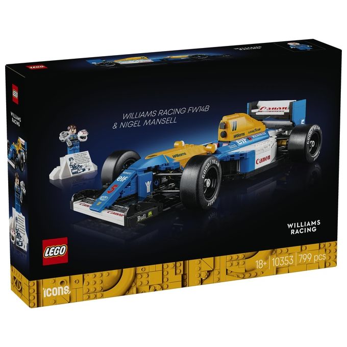 LEGO Icons Williams Racing FW14B e Nigel Mansell - Modellino di Auto F1 da Costruire con Minifigure del Pilota da Collezione, Trofeo e Supporto da Esposizione, Idea Regalo Adulti, Uomo o Donna 10353