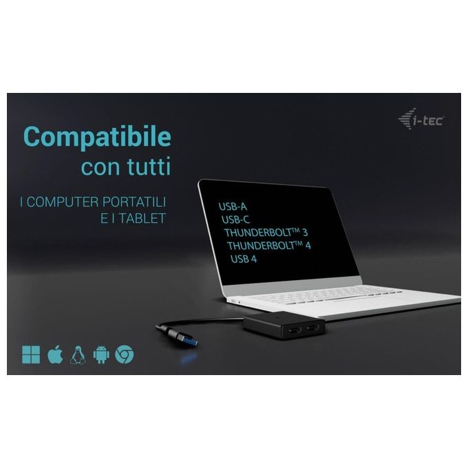 I-Tec USB-A-USB-C Dual 4K-60 Hz HDMI Video Adapter