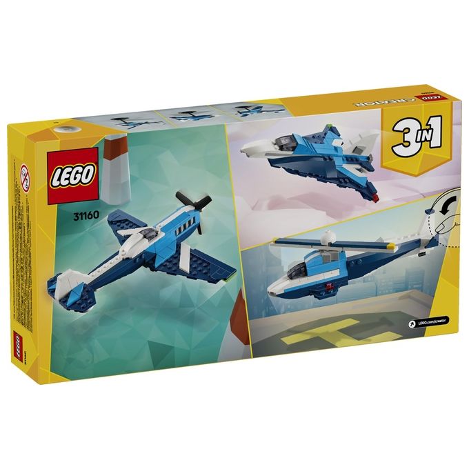 LEGO Aereo 31160 Creator Velivolo da Competizione 3 in 1 Esperienza Costruzione Versatile e Divertente