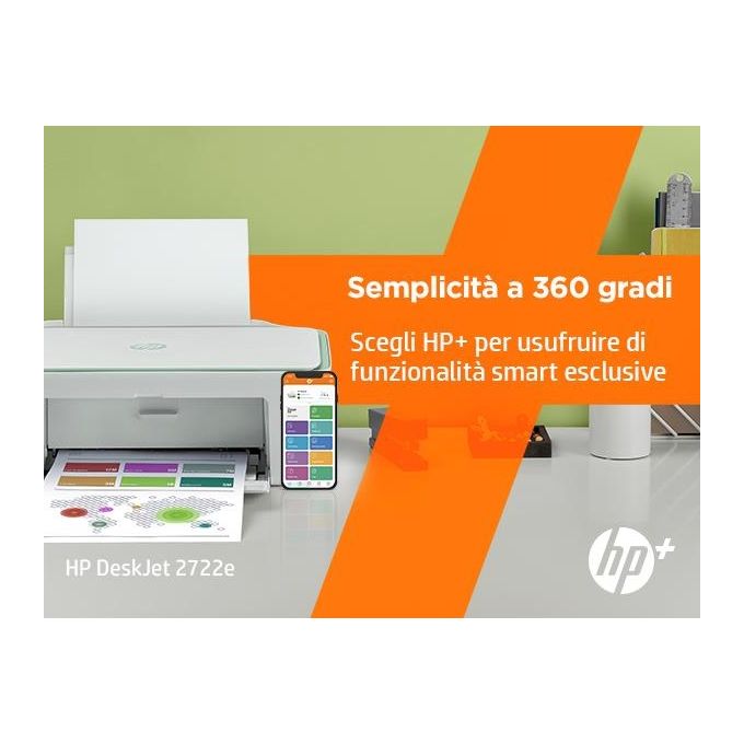 [ComeNuovo] HP DeskJet 2722e All-in-One  Stampante Multifunzione Getto Termico d'Inchiostro