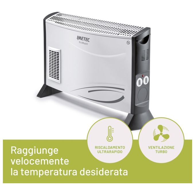 Imetec Eco Rapid TH1-100 Termoventilatore 2000W con Tecnologia a Basso Consumo Energetico