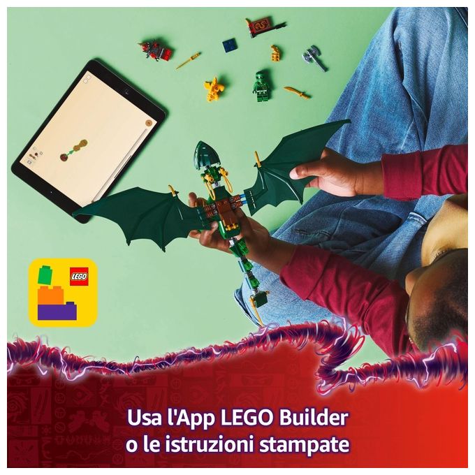 LEGO NINJAGO Drago della Foresta Verde di Lloyd - Figura Giocattolo Snodabile da Costruire Set con 2 Minifigure Armi e Cucciolo Dorato Giochi per Bambini e Bambine da 6 Anni Idea Regalo 71829