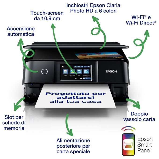 Epson Stampante Inkjet Multifunzione Expression Photo XP-8700 Risoluzione 5760 x 1440 DPI A4 Wi-Fi Usb Nera