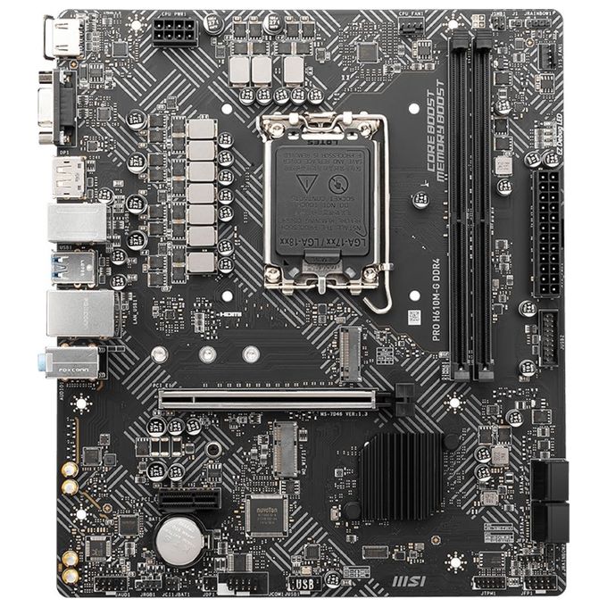MSI PRO H610M-G DDR4, Scheda Madre Micro-ATX - Supporta i processori Intel 12th Gen Core, LGA 1700-2 x DIMM (3200MHz), 1x slot PCIe 4.0 x16, 1 x M.2 Gen3, Intel 1G LAN, HDMI 2.1, DP 1.4 e VGA