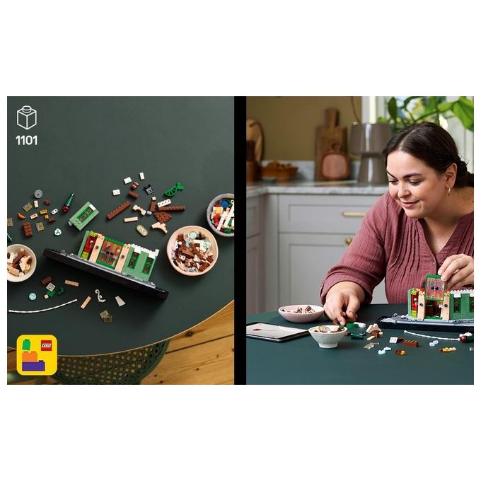 LEGO 10362 Icons Kit Modellismo Fai da Te per Adulti con Libreria Decorativa e Café Francese 1101 Pezzi colore Nero