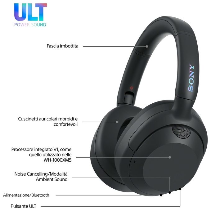 Sony ULT WEAR Cuffie Bluetooth Wireless con ULT POWER SOUND Bassi Profondi IOS e Android Forest Gray