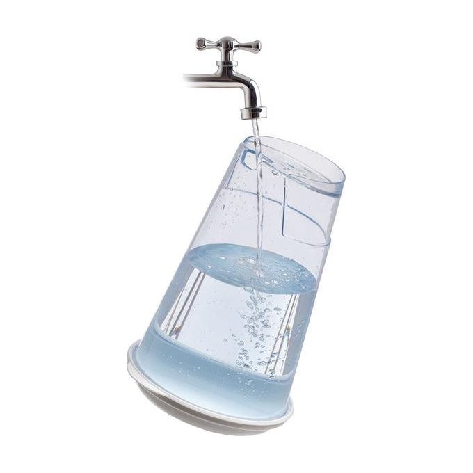 Ferplast Distributore d'acqua per cani e gatti NADIR Beverino 3 Litri per animali cani taglia piccola e media, Serbatoio trasparente con coperchio, Robusta plastica, Fondo antiscivolo, 29,2 x 20,2 x h 28,8 cm Bianco