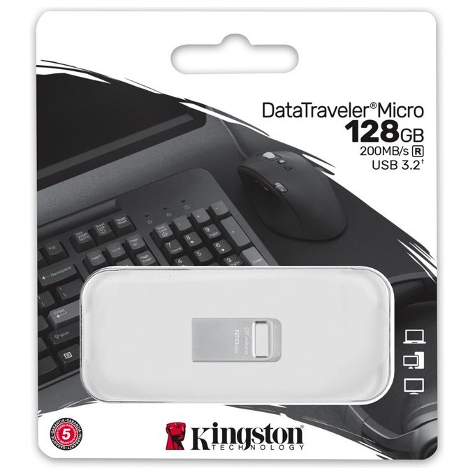 Kingston Technology DataTraveler Micro Chiavetta USB 128Gb USB Tipo A 3.2 Gen 1 Argento