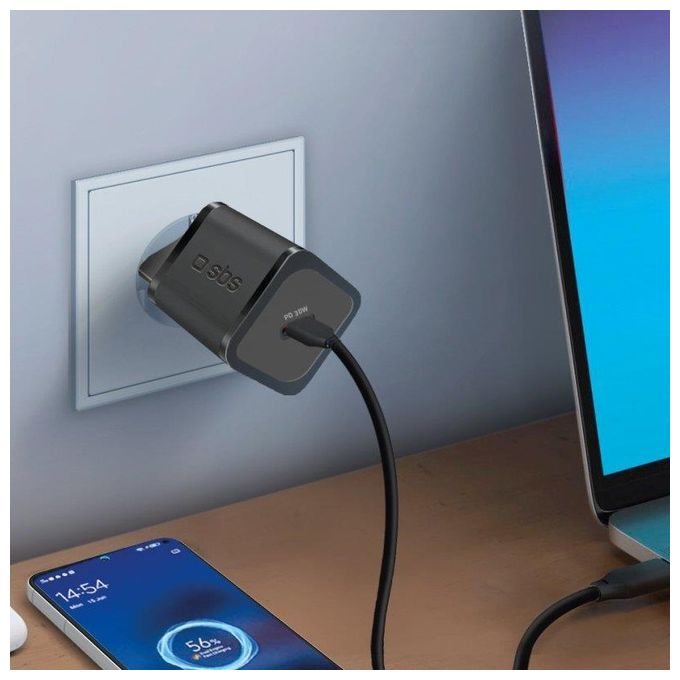 Sbs Mini Wall Charger 30W Caricabatterie 1xUSB-C GaN Power Delivery