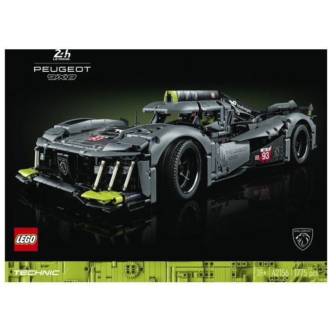 LEGO Technic 42156 PEUGEOT 9X8 24H Le Mans Hybrid Hypercar, Modellino di Auto da Corsa per Adulti Scala 1:10, Set da Collezione