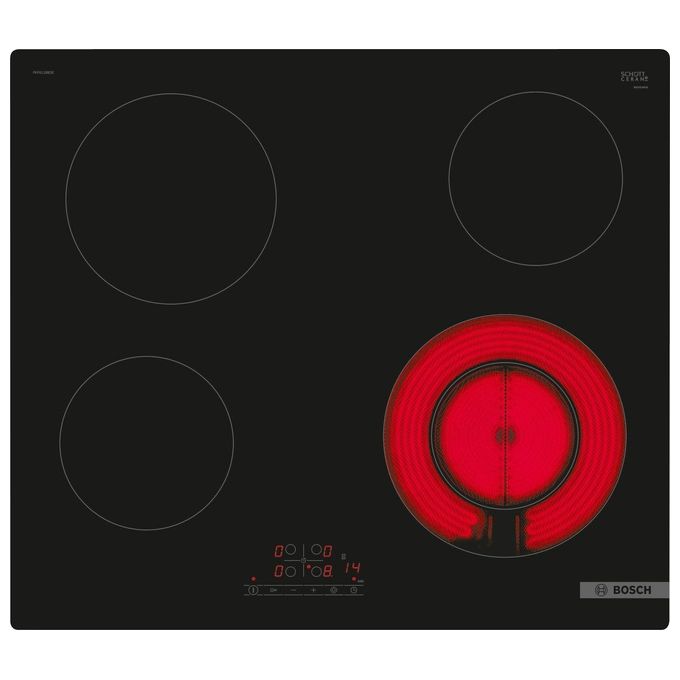 Bosch Serie 4 PKF611BB2E Piano cottura elettrico radiante in vetroceramica 60 cm 4 Zone TouchSelect  Nero