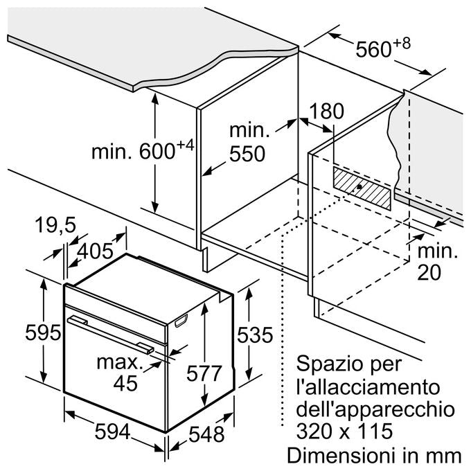 Bosch Serie 8 HBG7721B2 Forno elettrico da incasso pirolitico 71 Litri Classe A+ Home Connect 11 Funzioni Funzione AirFry (con teglia inclusa) 60 cm Nero