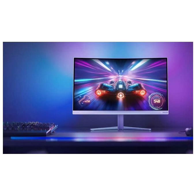 Philips Evnia 27M2C5201L Monitor gaming curvo FHD da 27 pollici 180 Hz 1 ms GtG FreeSync Prem. (1920x1080 2x HDMI 2.0 1x DP 1.4) bianco
