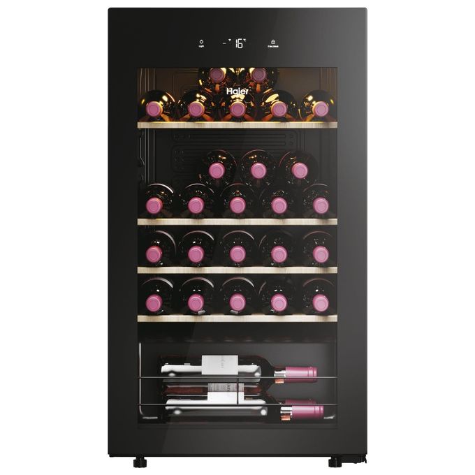Haier Wine Bank 50 Serie 3 HWS34GGH1 Cantinetta Vino con Compressore Libera Installazione Nero 34 Bottiglie