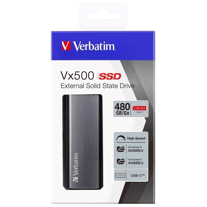 VERBATIM 47443-VERB Vx500 Ssd Esterno 480Gb Usb 3.1