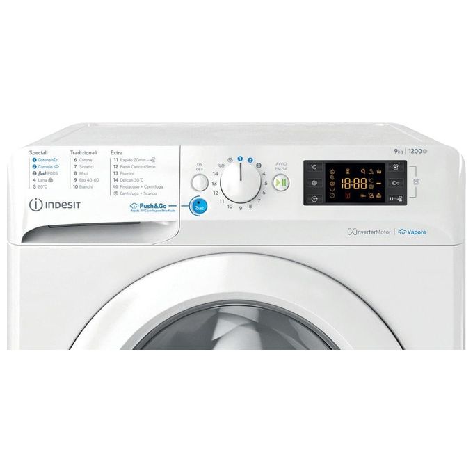 Indesit BWE 91296X WV IT Lavatrice Frontale 9 Kg 1200 rpm Classe A Motore Inverter Partenza Ritardata 16 Programmi (85x60x63 cm) colore Bianco