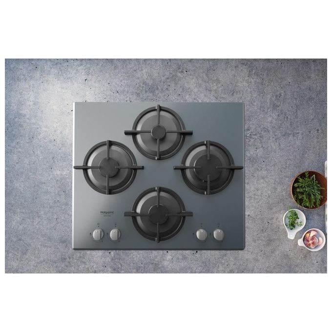 Hotpoint HAGD 61S-SL Piano Cottura a Gas 4 Zone 60 cm Argento