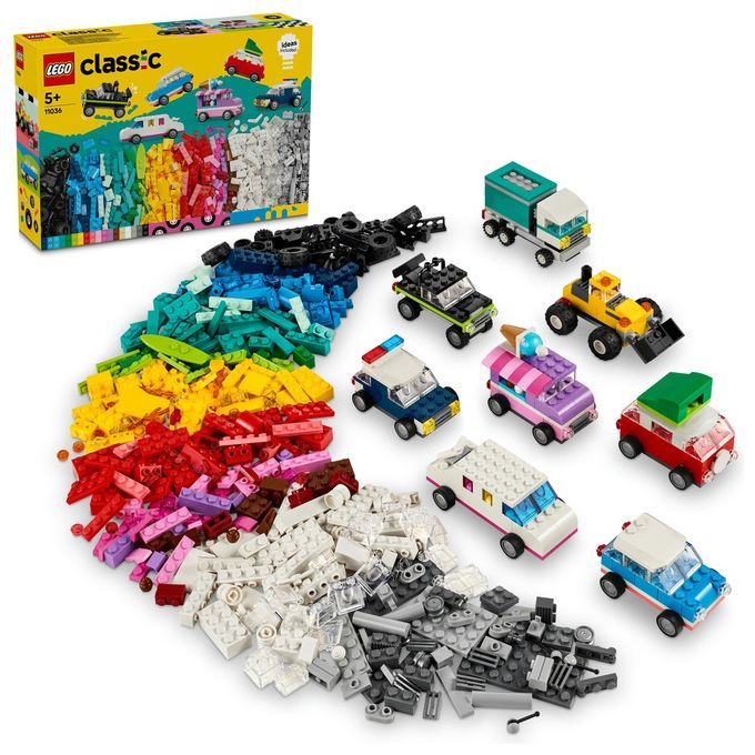 LEGO Classic 11036 Veicoli Creativi, Modellini di Auto in Mattoncini, Macchine Giocattolo per Bambini e Bambine 5+ Anni