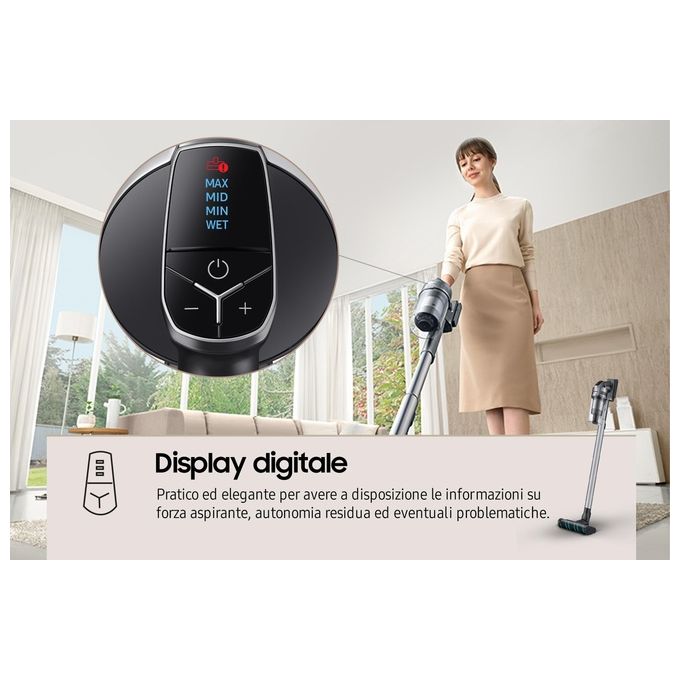 Samsung VS20B75ACR5-WA Scopa Elettrica senza Filo Aspirapolvere senza Sacco Ciclonica Potenza 200 Watt colore Argento