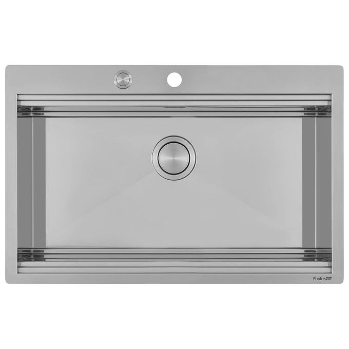 Foster 1034 050 Milanello Workstation Lavello Acciaio Inox spazzolato da incasso Filotop 1 Vasca 80,6x52cm