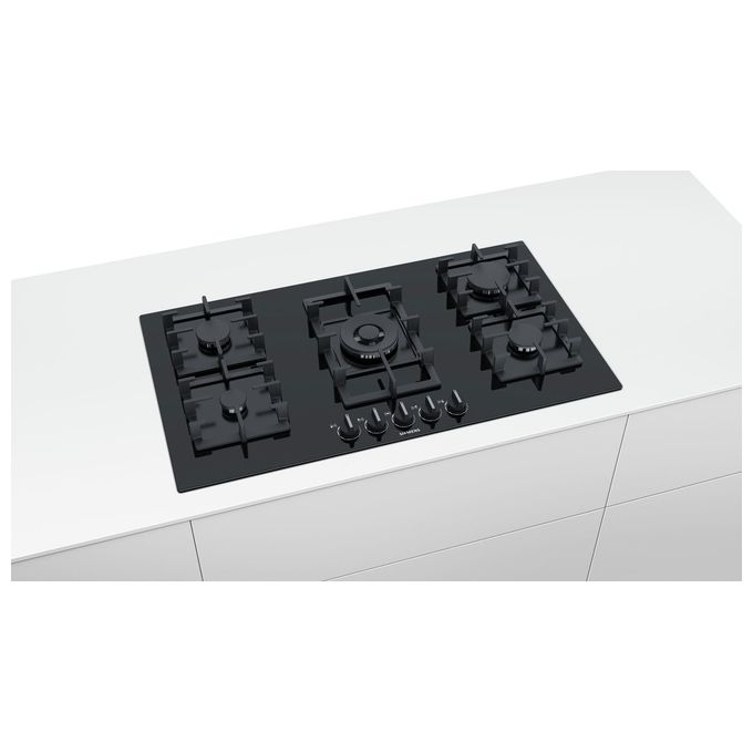 Siemens EP9A6QB90 Linea iQ500 Piano Cottura a Gas 5 Zone 1 TurboWok stepFlame 9 Livelli di potenza Griglie in  Ghisa 90 cm Nero