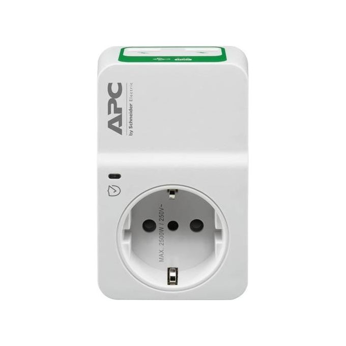 APC PM1WU2-IT Protezione per Sovratensioni Presa Filtrata, 1 Uscita Schuko, 2 Porte USB