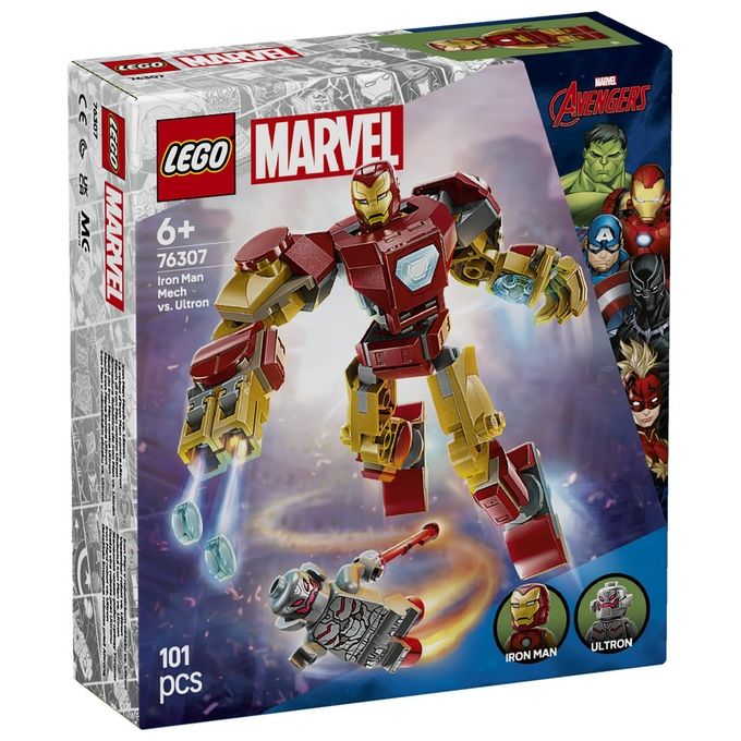 Lego Set 76307 Mech di Iron Man vs Ultron Marvel Super Heroes Assemblaggio Creativo per Fan e Collezionisti